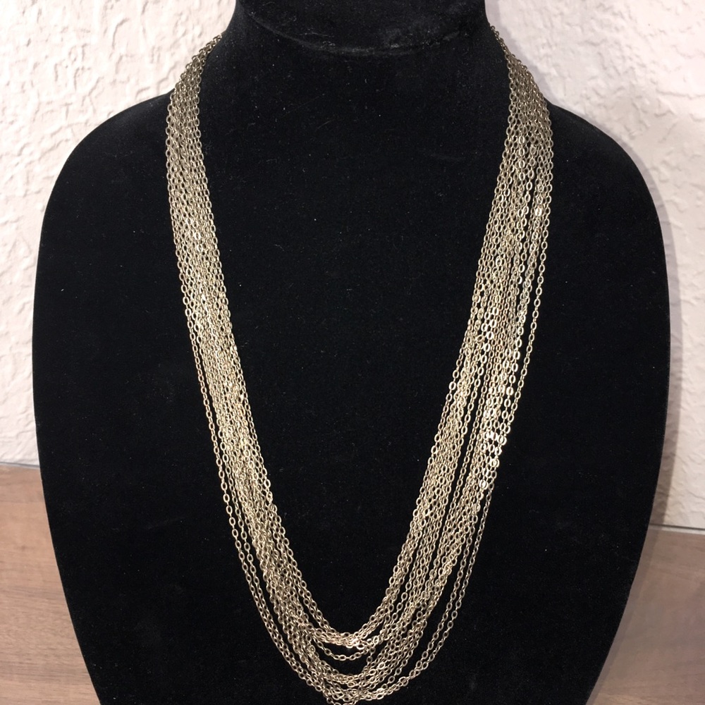 Gold Tone Multi Strand Necklace
